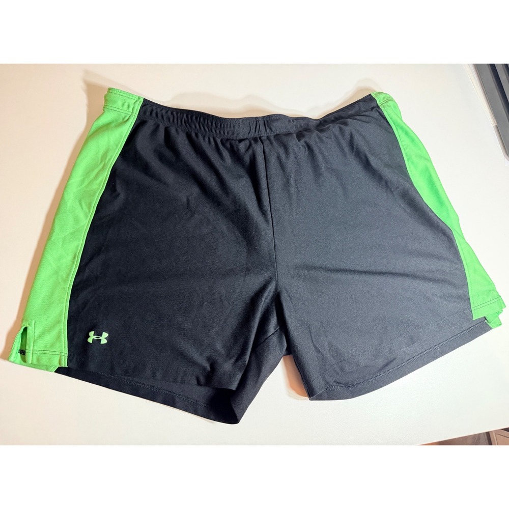 Under Armour Womens XL Athletic Shorts Black Neon Green Running Gym Training